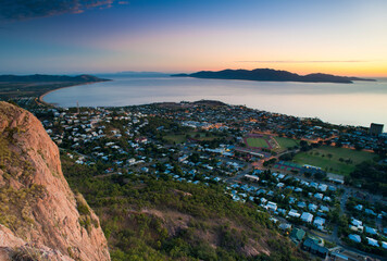 Aerial view of Townsville, Queensland at sunset