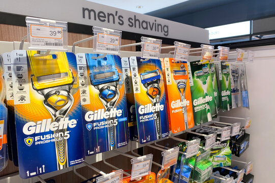 PENANG, MALAYSIA - DEC 21 2020: Gillette product on the shelves of Guardian Malaysia