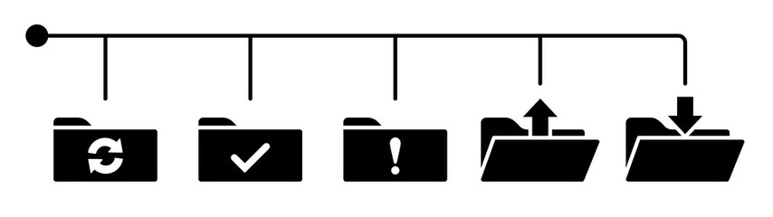 Fototapeta premium System folder status icons. Update, Complete, Error, Upload, Download status.