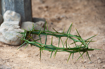Crown of thorns with customizable space for the and Christian quotes. Christianity concept.