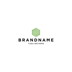 Minimalist hexagon cube logo design template
