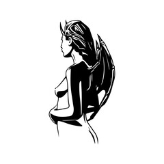 vector illustration of woman with wings