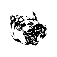 vector illustration of a ferocious dog with a chain