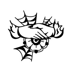 vector illustration of shaking hands with roses