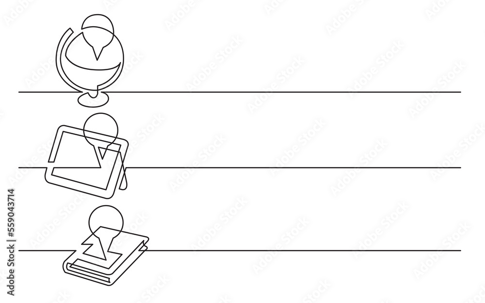 Wall mural png image with transparent background of continuous line drawing of various business icons isolated 
