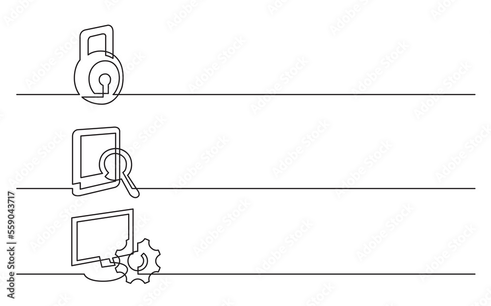Wall mural png image with transparent background of continuous line drawing of various business icons isolated 