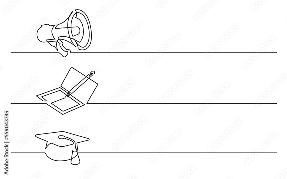 Wall mural png image with transparent background of continuous line drawing of various business icons isolated 