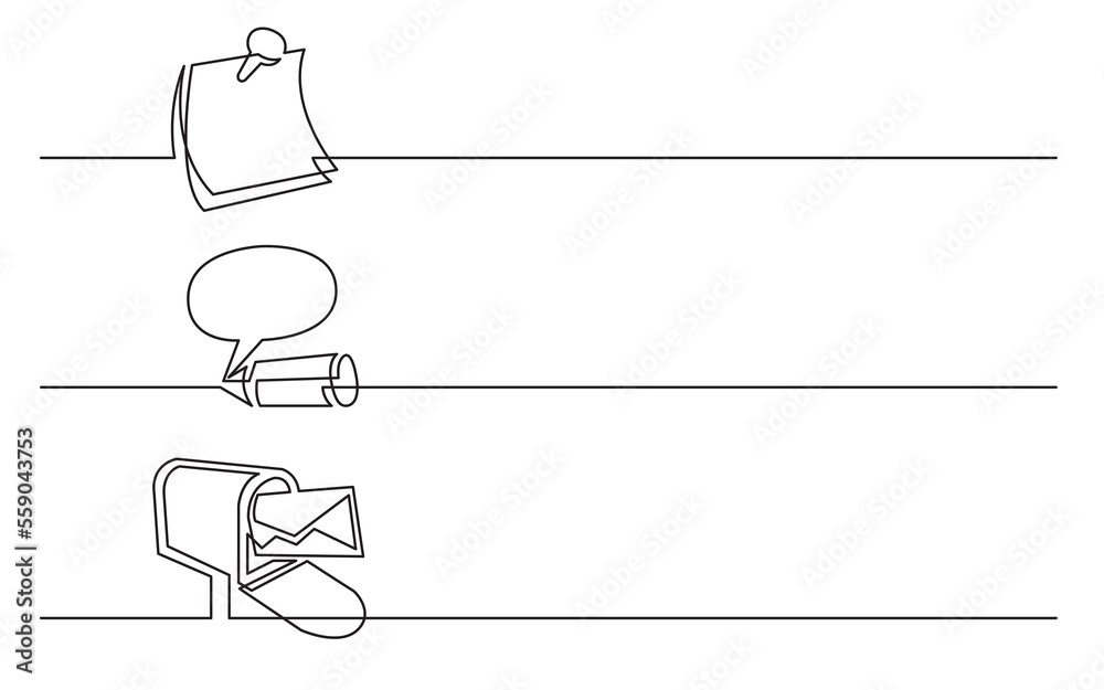 Wall mural png image with transparent background of continuous line drawing of various business icons isolated 