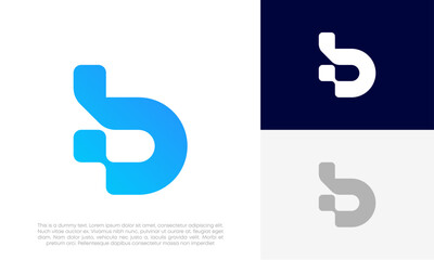 B letter logo initial digital modern design vector