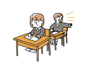 授業中に騒ぐ児童がいる様子のイラスト

