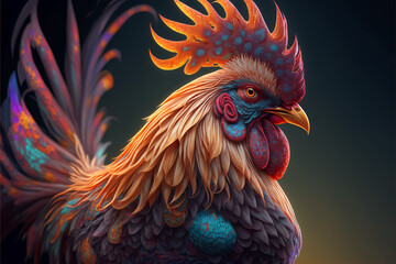 Beautiful chicken. Vector illustration. Artwork. Generative AI