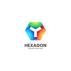Vector Logo Illustration Hexagon Gradient Colorful Style.