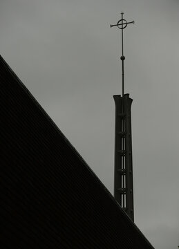 Cross On A Church Steeple In The Sky