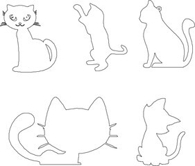 simple cute cat silhouette character logo illustration vector sketch for coloring
