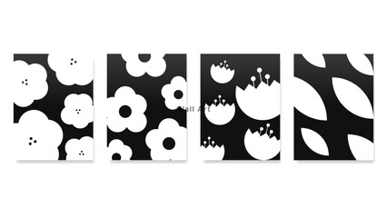 Silhouette white flower scatter design on a black canvas. Posters, wall art, print art, decorations, and everything related to art.