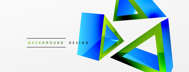Triangle abstract background. 3d vector basic shape technology or business concept composition. Trendy techno business template for wallpaper, banner, background or landing