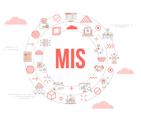 mis management information system concept with icon set template banner and circle round shape © teguhjatipras