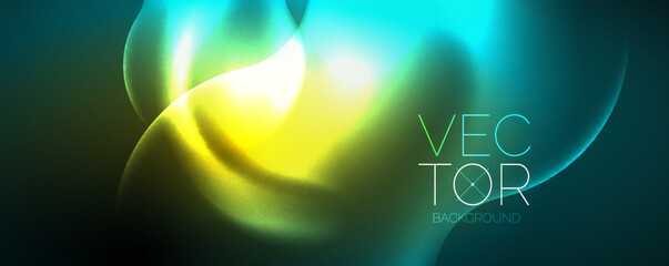 Neon glowing waves, magic energy space light concept, abstract background wallpaper design