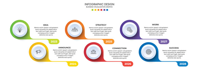 Steps business data visualization timeline process infographic template design with icons