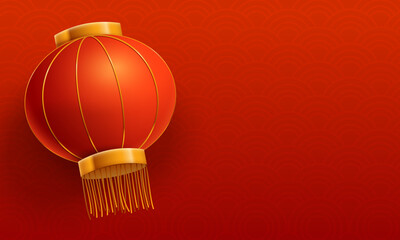 Chinese new year background template Illustrations with red pattern and big red lantern