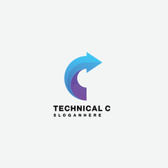 letter c logo icon gradient colorful illustration