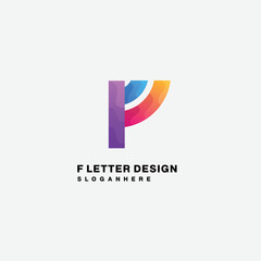 letter f logo gradient colorful vector illustration symbol
