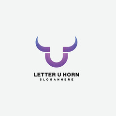 letter u with horn logo design gradient color illustration