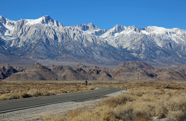 The road and Mt Whitney - Sierra Nevada, California