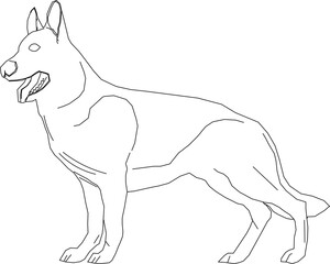 simple hunting dog silhouette character logo illustration vector sketch for coloring