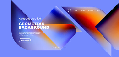 Geometric landing page background. Fluid colors and simple shapes abstract composition. Vector illustration for wallpaper, banner, background, leaflet, catalog, cover, flyer