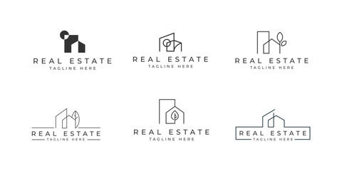 Home real estate icon vector illustration template design set, Marketing Logo set