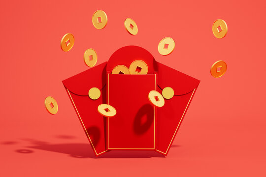 3d rendering chinese new year red packet