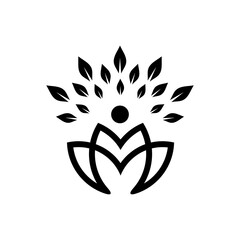 abstract art flower, people, leaf logo vector design in black and white colors