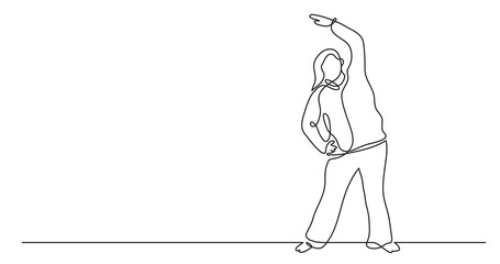 continuous line drawing of confident oversize woman exercising showing body positivity PNG image with transparent background