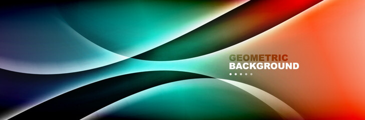 Abstract background - waves and lines composition created with lights and shadows. Technology or business digital template