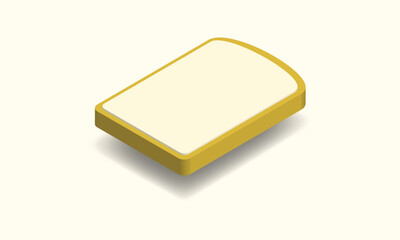 Bread slice isometric design. White bread 3d graphic template for food related illustration element