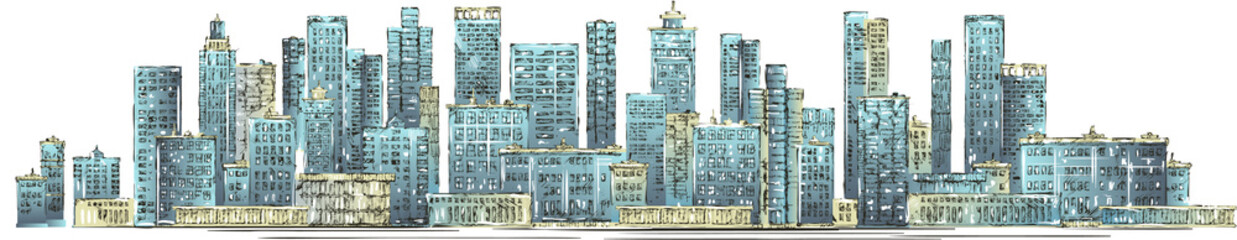 City background with architecture, skyscrapers, megapolis, buildings, downtown.