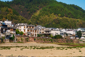 Fototapeta premium Natural Scenery of Ancient Villages and Rivers in the Mountainous Areas of Anhui Province, China