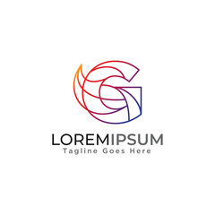 Letter G monoline logo template.