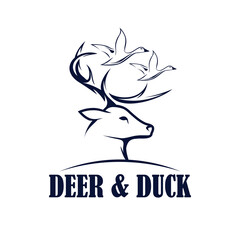 Hunter Logo Design. Deer Hunter Logo Vector