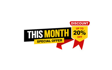 20 Percent THIS MONTH offer, clearance, promotion banner layout with sticker style.