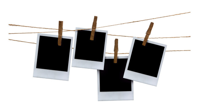 blank photo frames on rope