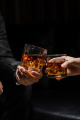 Celebrate whiskey on a friendly party in  restaurant