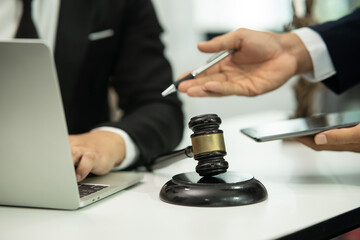 Fototapeta premium Lawyers having Concepts of Legal services at the law office work Legal advice online
