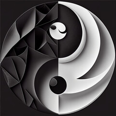 Geometric yin and yang ai art - obrazy, fototapety, plakaty