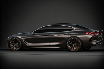 Futuristic car concept photograph on a dark background, cinematic style car photo