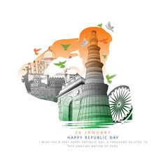 vector sketch poster of  indian monuments for india republic Day (26 January).