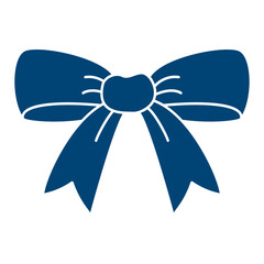 シンプルなリボンのイラスト（紺色）