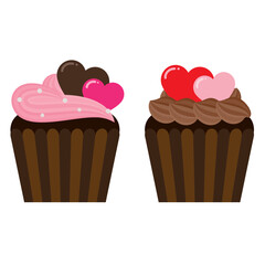 カップケーキ　バレンタインデコレーション