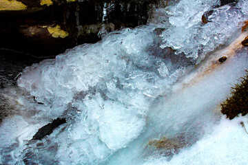 Ice formations in a frozen brook in Chaplin, Connecticut.